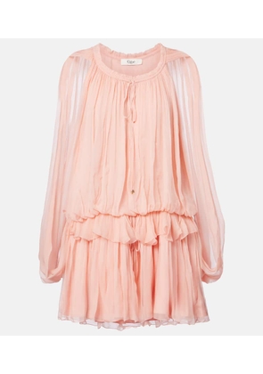 Chloe Caped ruffled silk muslin minidress