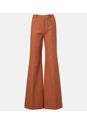 Chloe High-rise cotton canvas flared pants