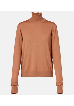Chloe Ruffled wool turtleneck sweater