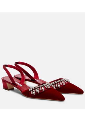 Manolo Blahnik Bequila 30 embellished velvet slingback pumps