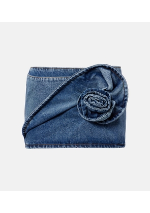 Magda Butrym Floral-applique denim miniskirt