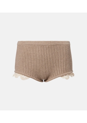 Magda Butrym Crochet-trimmed cashmere shorts