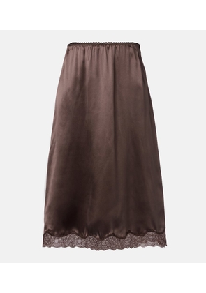 Magda Butrym Lace-trimmed silk satin slip skirt