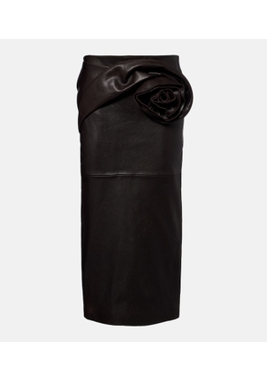 Magda Butrym Floral-applique leather midi skirt
