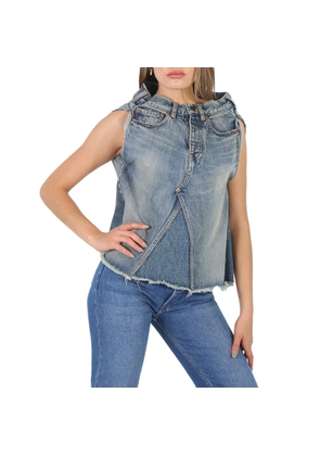 Balenciaga True Blue Sleeveless Denim Asymmetrical Top
