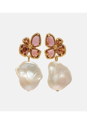 Zimmermann Bloom embellished pearl drop earrings