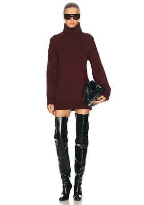 Wolford Luxe Merino Long Sleeve Loose Sweater in Dark Grapes - Burgundy. Size M/L (also in XS/S).