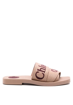 Chloe Woody Logo-Embroidered Slides