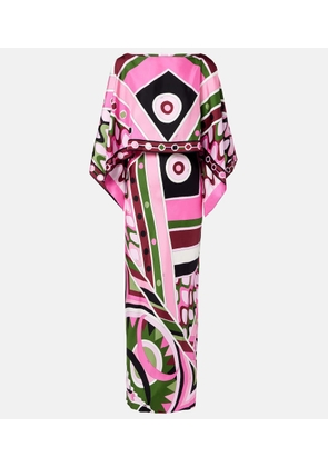 Pucci Printed layered silk satin maxi dress