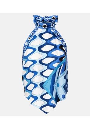 Pucci Printed cropped silk top