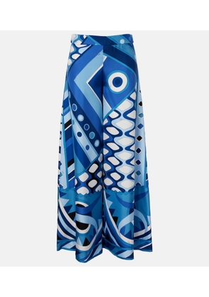Pucci Printed high-rise silk wide-leg pants