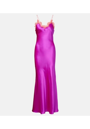 Roberto Cavalli Lace-trimmed silk slip dress