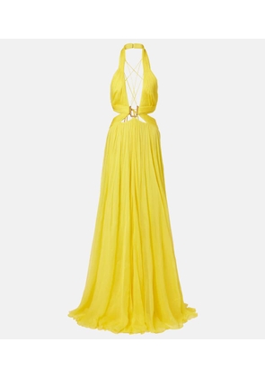 Roberto Cavalli Cutout silk chiffon gown