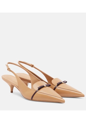 Ferragamo Bow-detail leather slingback pumps