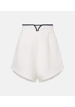 Adriana Degreas Bicolor linen-blend Bermuda shorts
