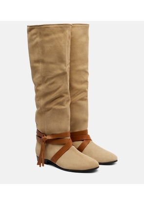 Isabel Marant Silmon leather-trimmed suede knee-high boots