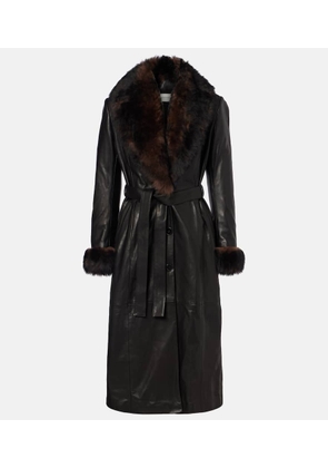 Nour Hammour Baez shearling-trimmed leather coat