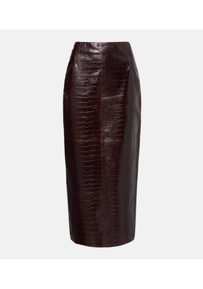 Nour Hammour Elyse croc-effect leather pencil skirt