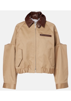 Sacai Leather-trimmed cotton blouson jacket