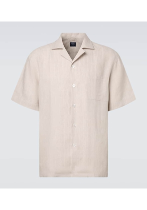 Fedeli Striped linen bowling shirt