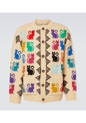 Valentino Jacquard virgin wool cardigan