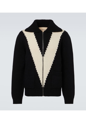 Valentino Intarsia virgin wool zip-up cardigan