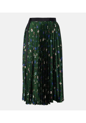 Sacai Floral plisse satin midi skirt
