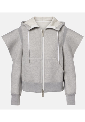 Sacai Cutout cotton-blend fleece hoodie
