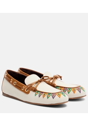 Etro Embroidered canvas boat shoes