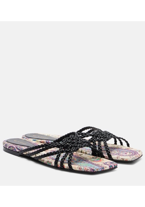 Etro Canvas-trimmed printed leather slides