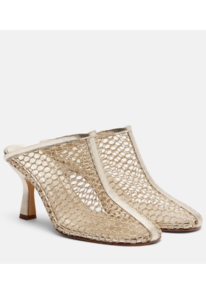 Souliers Martinez Giulia leather-trimmed fishnet mules
