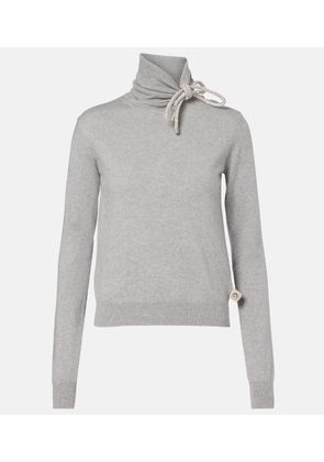 Area Embellished cotton and cashmere turtleneck sweater