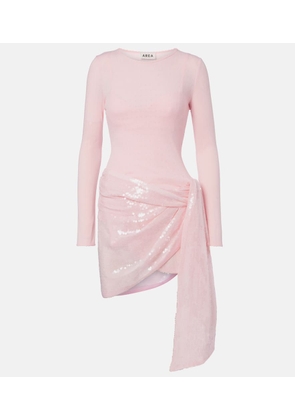 Area Pointelle sequined draped minidress