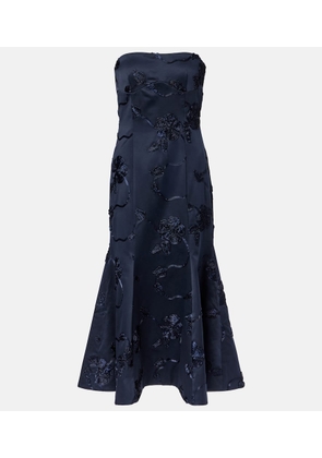 Rotate Floral embroidered strapless midi dress