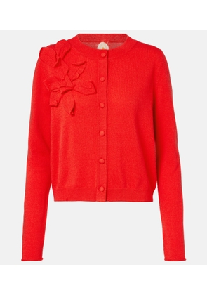 Jardin des Orangers Floral-applique cashmere and wool cardigan