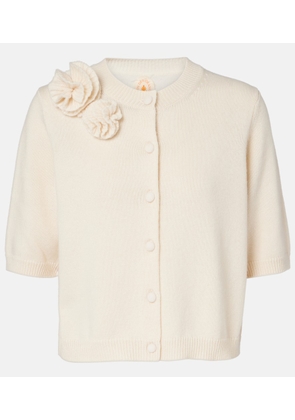 Jardin des Orangers Floral-applique wool and cashmere cardigan