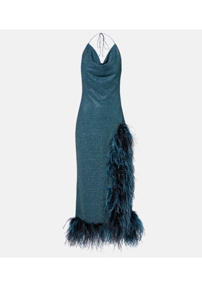 Oseree Lumiere Plumage halterneck midi dress