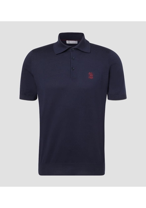 Brunello Cucinelli Embroidered cotton pique polo shirt