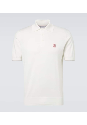 Brunello Cucinelli Embroidered cotton pique polo shirt