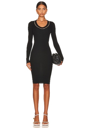 Bottega Veneta Long Sleeve Lightweight Rib Dress in Black - Black. Size M (also in ).