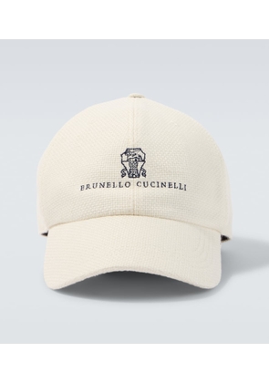 Brunello Cucinelli Logo silk, linen, and wool baseball cap