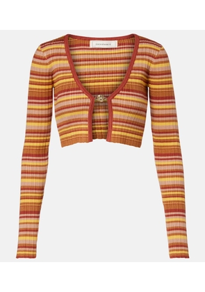 Bananhot Ann ribbed-knit striped cropped cardigan