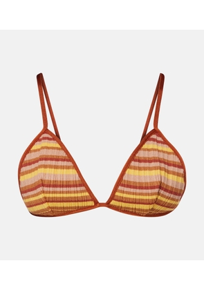 Bananhot Ann ribbed-knit striped bikini top