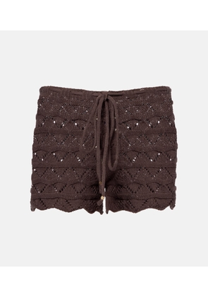 Bananhot Mina open-knit cotton-blend shorts