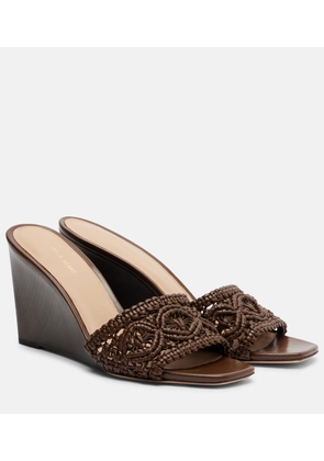 Veronica Beard Ellen macrame leather wedge mules
