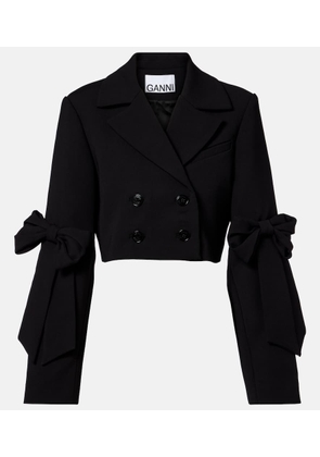 Ganni Double-breasted cropped blazer