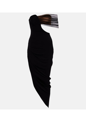 Nensi Dojaka Asymmetric tulle-trimmed cocktail dress