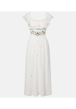 Rixo Ebony embroidered cotton midi dress