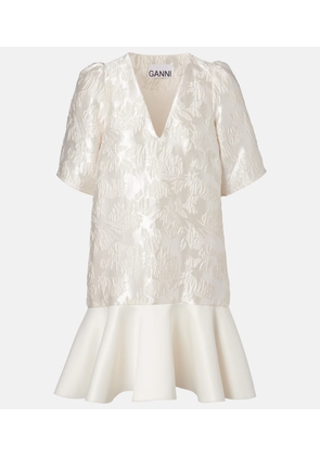 Ganni Floral satin cloque minidress