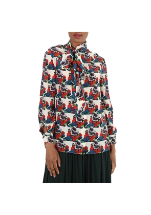 Valentino Ladies Multicolor Long-sleeve Tie Neck Blouse